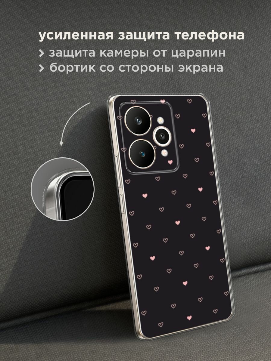 Чехол на Realme 15 / Реалми 15 с принтом "Черный фон и сердечки" — фото 1
