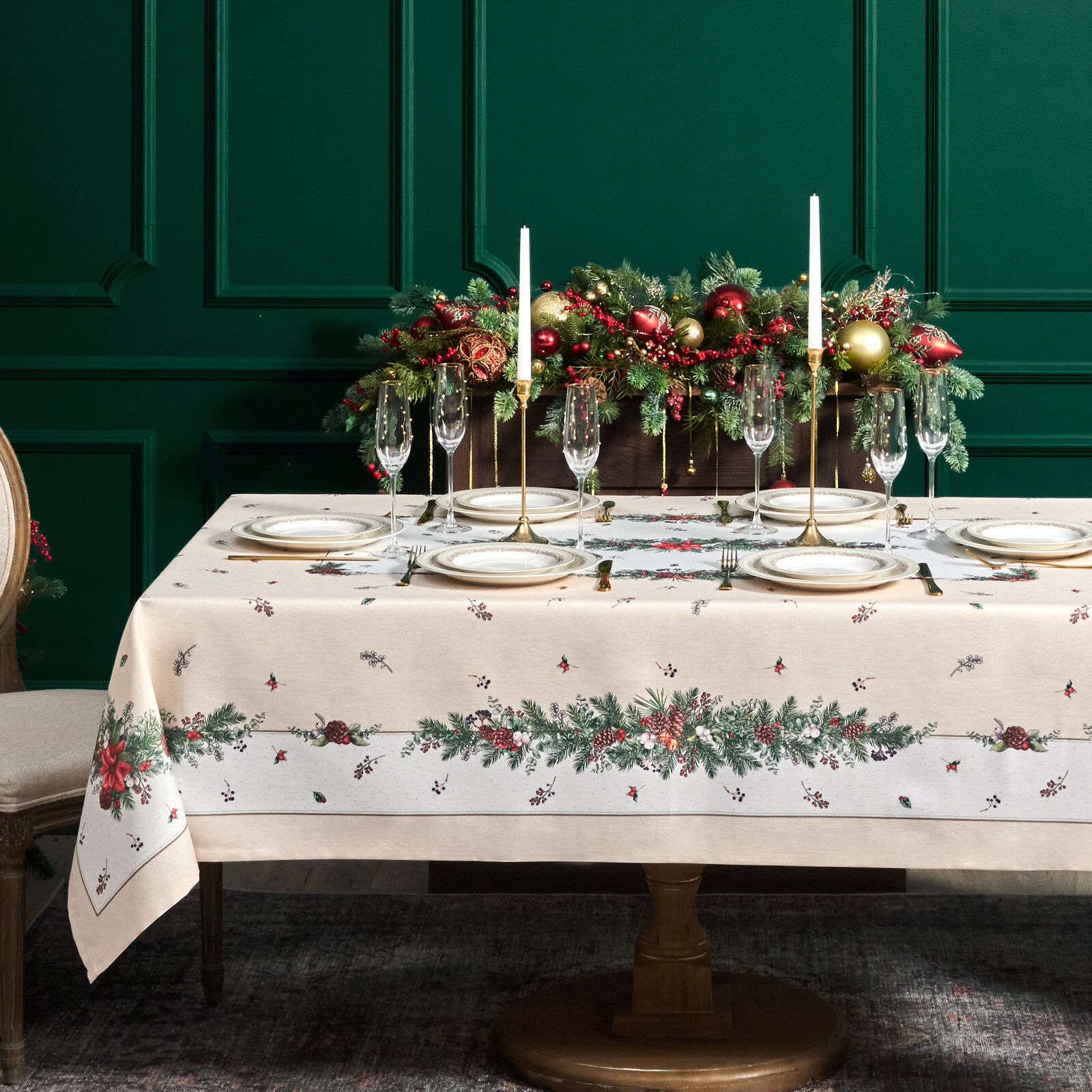 Скатерть 986-001-23 прямоугольная celebration цвет: бежевый tm lefard 175х400 см (бежевый) Скатерть 175х400