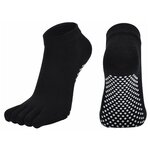 Носки противоскользящие с пальцами Yoga Socks для йоги фитнеса и пилатеса черные - изображение