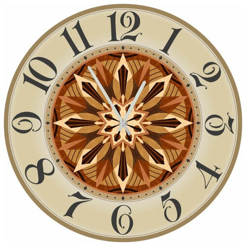 фото Svs настенные часы svs 4002882 коричневый узор в бежевой рамке