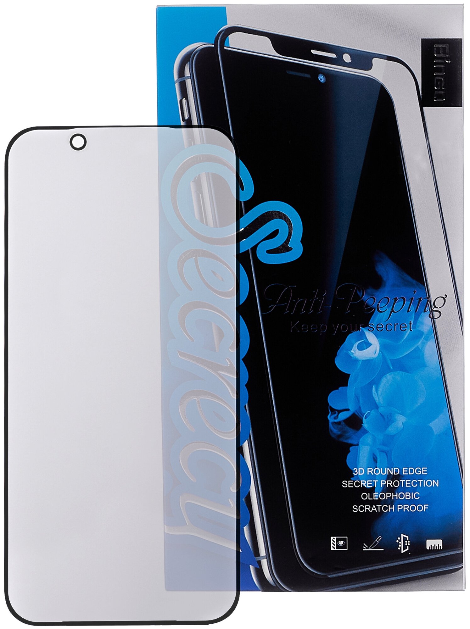 Защитное стекло "Антишпион" олеофобное ударопрочное 9H для iPhone 13 Pro