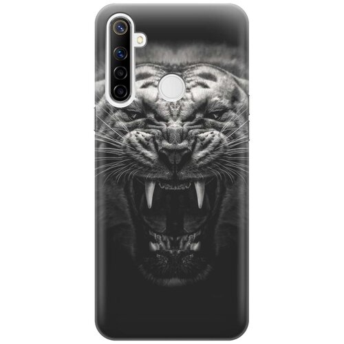 фото Ультратонкий силиконовый чехол-накладка для realme 5 / 6i / c3 с принтом "оскал тигра" gosso