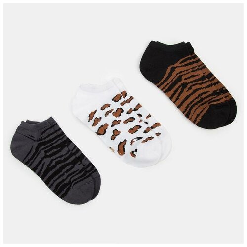 фото Набор носков женских укороченных (3 пары) minaku цвет серый/белый/чёрный, р-р 36-37 (23 см) 7313571