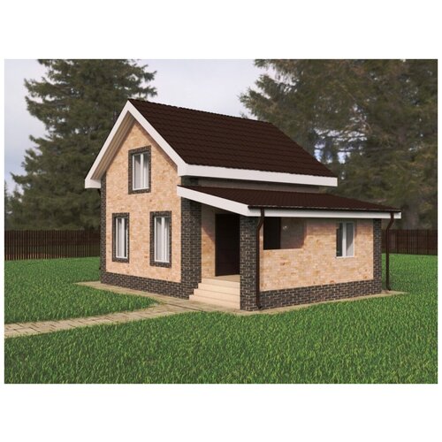 Проект жилого дома STROY-RZN 15-0041 (57,26 м2, 8,7*6,1 м, газобетонный блок 400 мм, облицовочный кирпич)