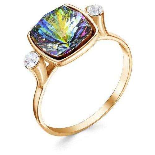 фото Кольцо "иллюзия", позолота, цвет бензиновый, 19,5 размер сима-ленд