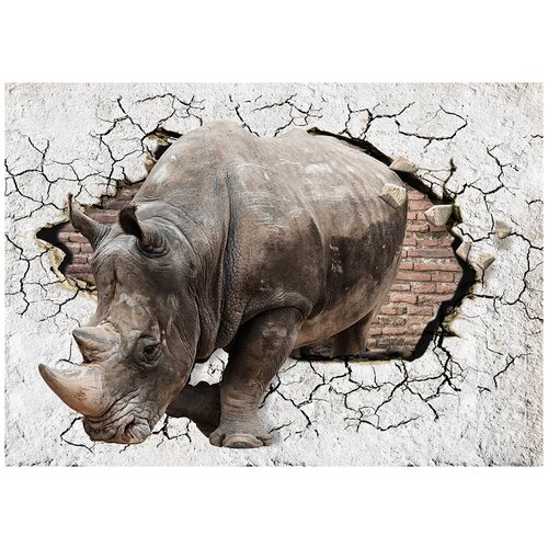 Крупный носорог - Виниловые фотообои, (211х150 см)