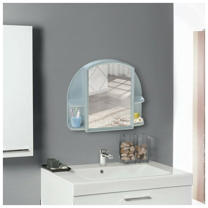 Шкафчик для ванной комнаты c зеркалом «Орион», цвет белый мрамор - фотография № 17