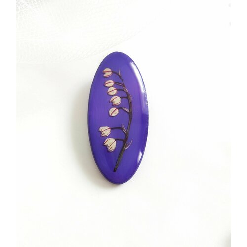 Брошь, ручная работа, фиолетовый, бежевый