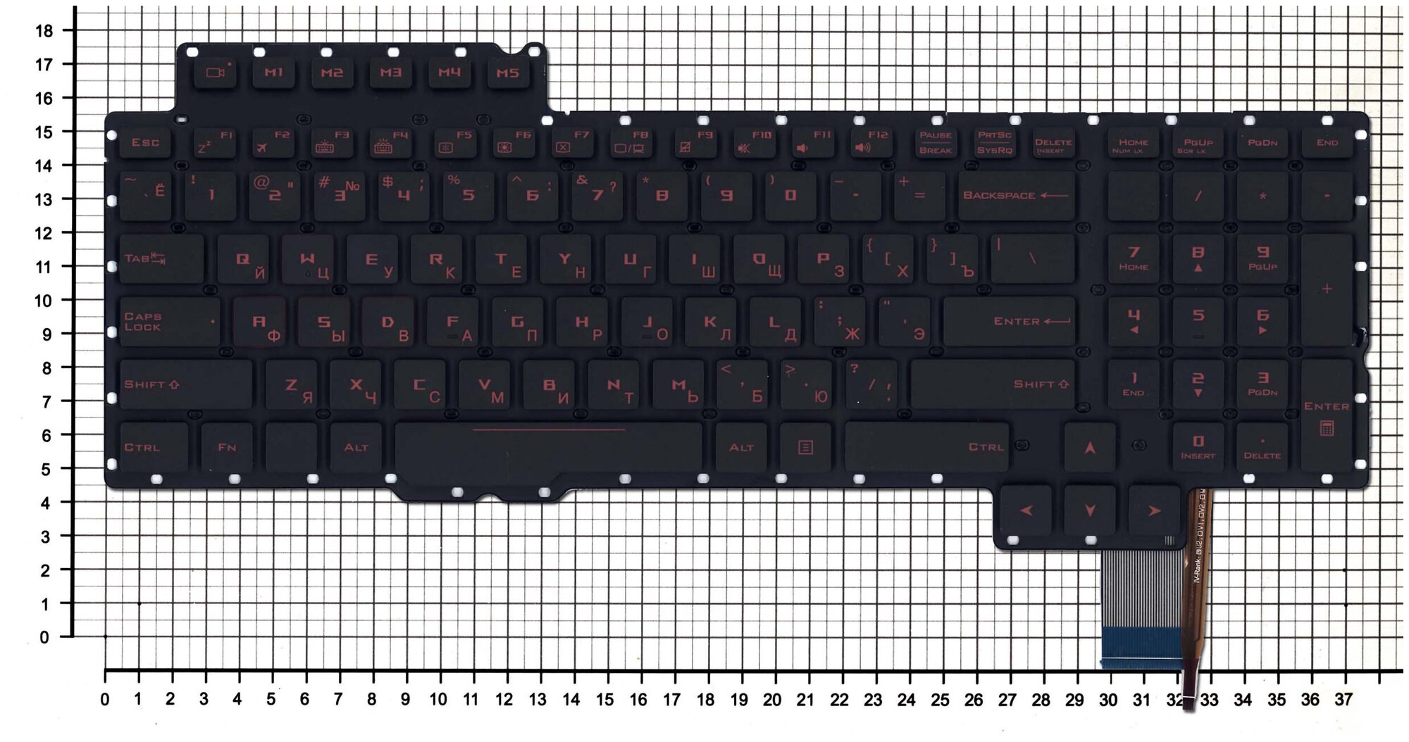 Клавиатура для ноутбука Asus ROG G752 G752VL G752VS черная без рамки с красной подсветкой