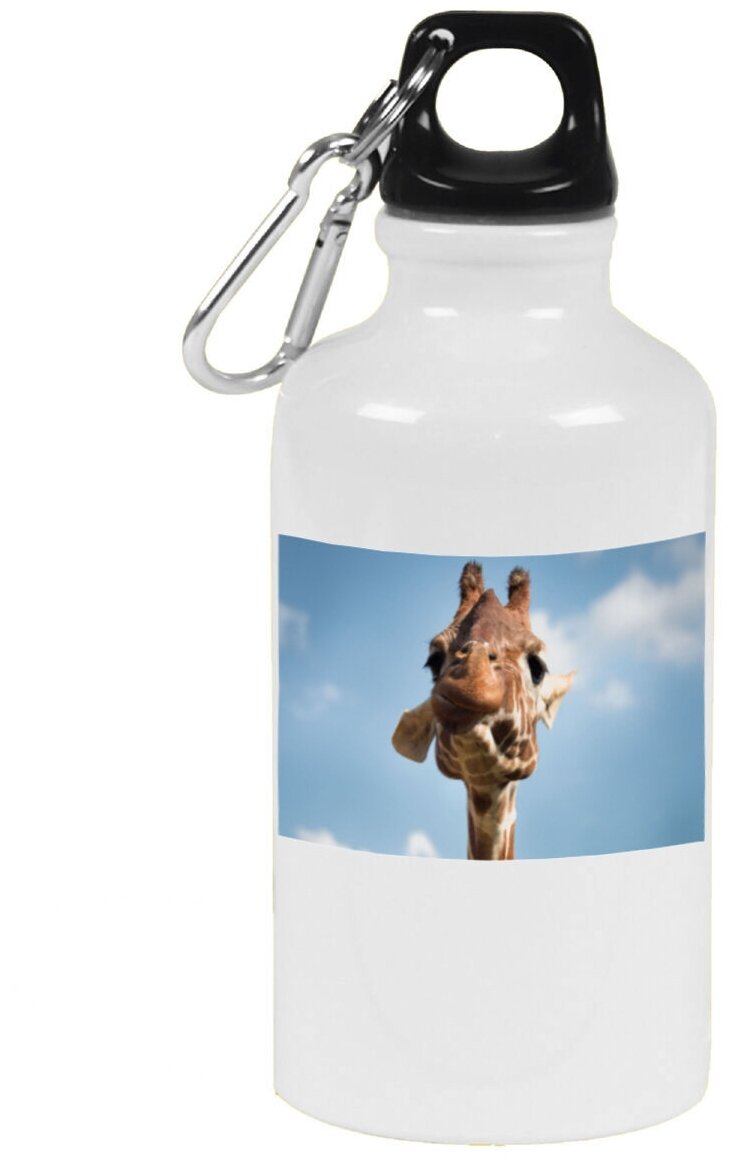 Бутылка с карабином CoolPodarok Жираф на фоне небо