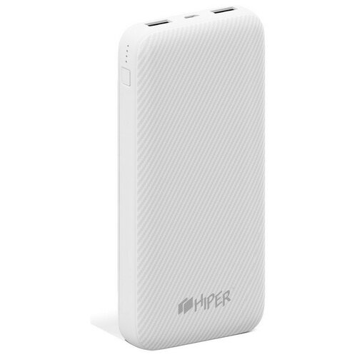 фото Внешний аккумулятор 20000 mah, li-pol, 2xusb, 3a+3a, hiper, белый, spx20000