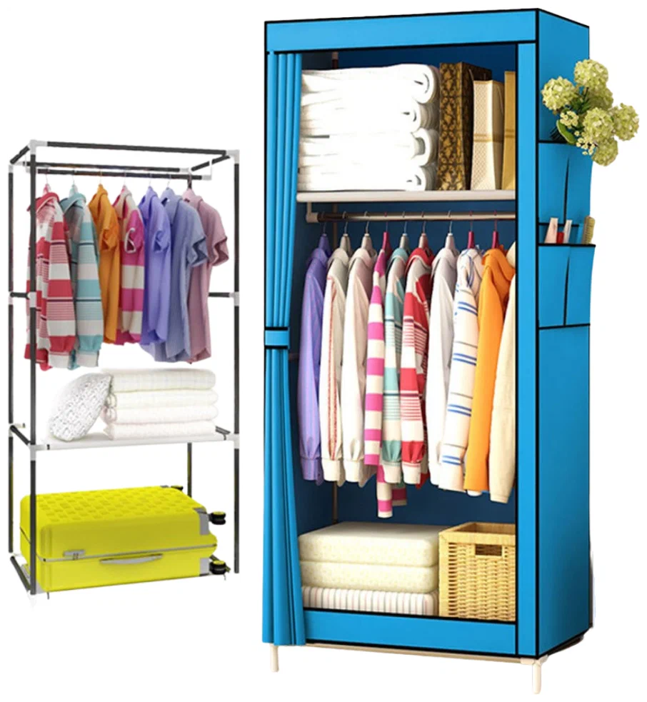 Шкаф одежда COZY PLACE для хранения одежды, 6 отделений, синий - фотография № 2