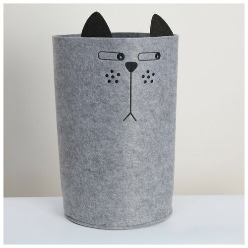 фото Корзина для хранения funny «котяра», 29×29×54 см, цвет серый eva