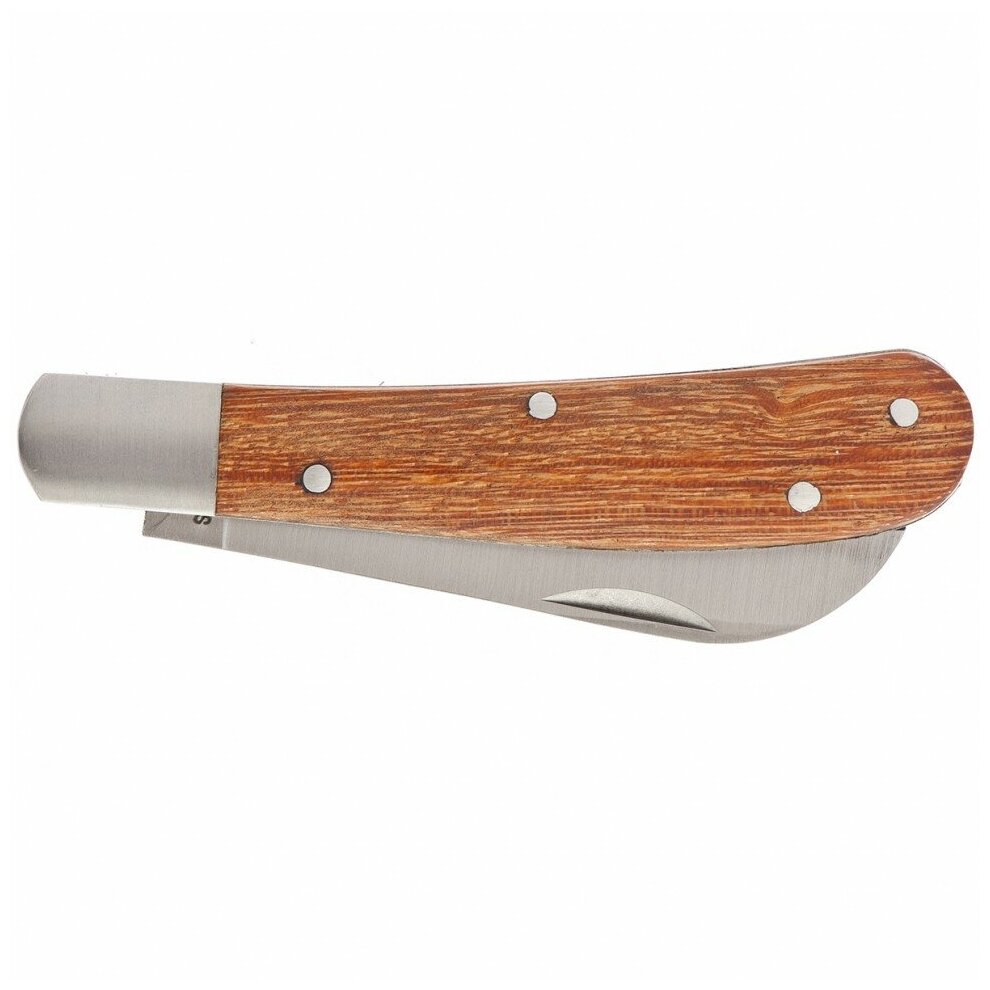 Нож садовый складной Palisad прямое лезвие, 173 мм, деревянная рукоятка 79003