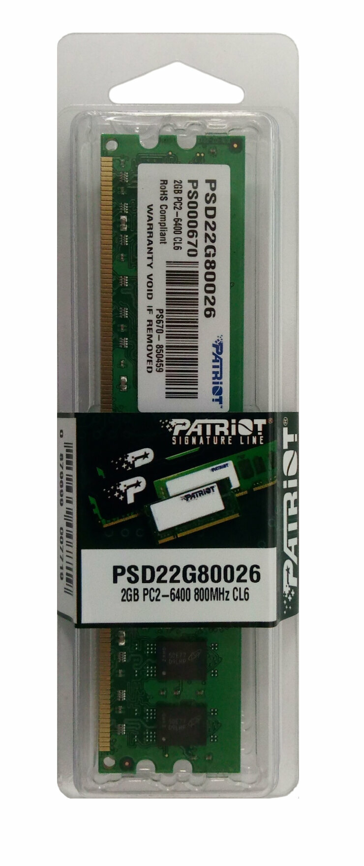 Модуль памяти PATRIOT DDR2 DIMM 2GB (PC6400) 800Mhz