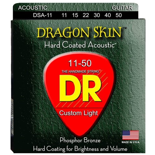 Струны для акустической гитары DR String DSA-11 струны для акустической гитары dr string dragon skin dsa 10 12