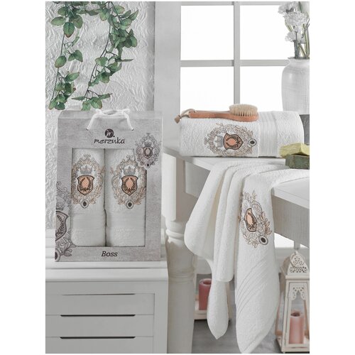 фото Oran merzuka полотенце boss цвет: кремовый br18979 (50х80 см,70х130 см)