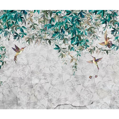Моющиеся виниловые фотообои GrandPiK Колибри в саду. цвет, 300х250 см моющиеся виниловые фотообои grandpik колибри в саду цвет 450х270 см