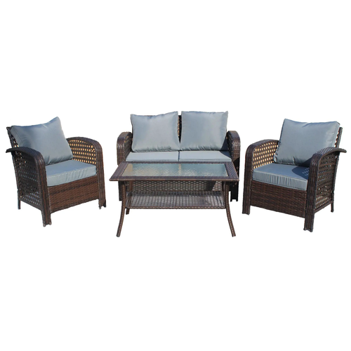 Комплект садовой мебели из ротанга набор садовой мебели akita пластик коричневый стол два кресла с подушками