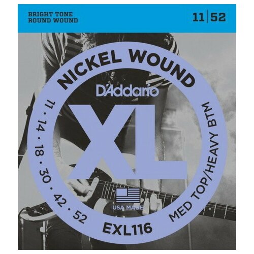 фото Струны для электрогитары d'addario exl116 medium top/heavy bottom 11-52