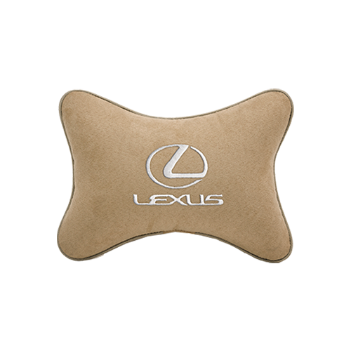 фото Подушка на подголовник алькантара beige с логотипом автомобиля lexus vital technologies