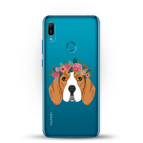 Силиконовый чехол Бигль с цветами на Huawei Y6 (2019) силиконовый чехол бигль с цветами на huawei p smart 2019
