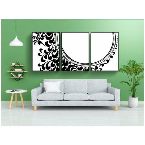 фото Модульный постер "декоративный, зеркало, круглый" 180x90 см. из 3х частей в тубусе, без рамки lotsprints