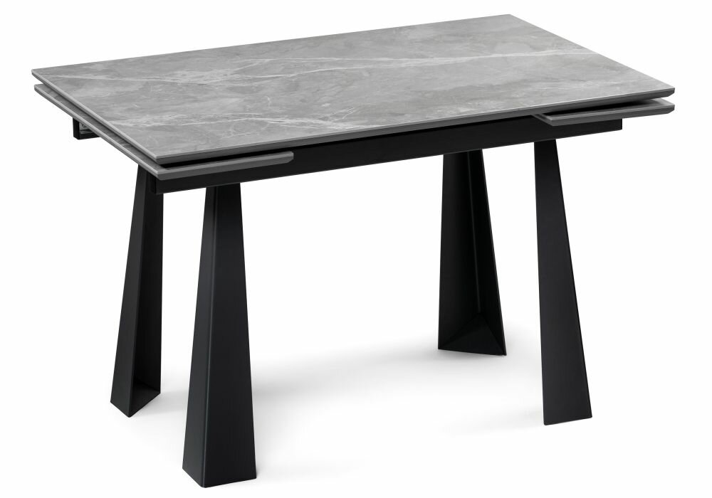 Керамический стол Woodville Бэйнбрук 120х80х76 серый мрамор/графит