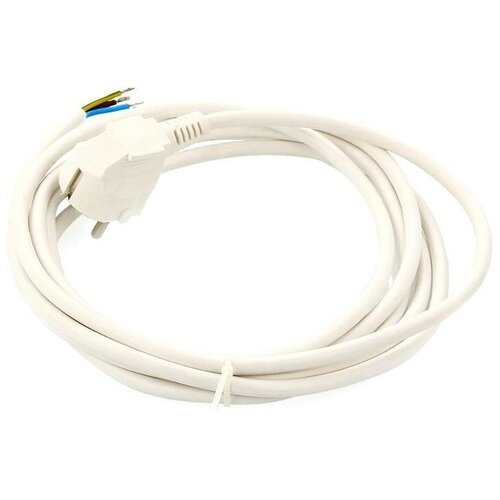 Сетевой шнур LUX V3 ПВС 3x0.75 3м, с вилкой, с заземлением, белый 4606400609681