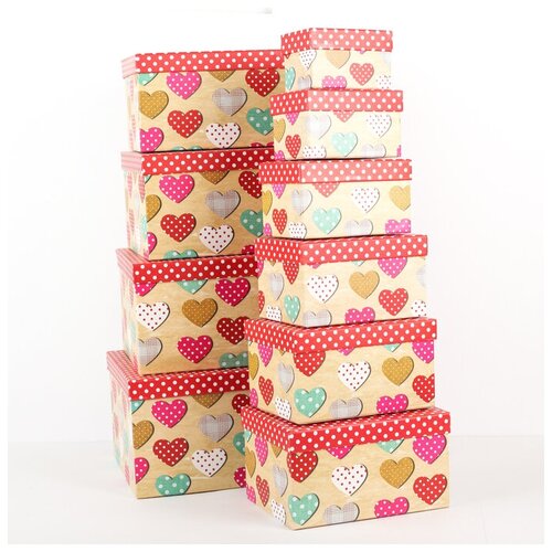 фото Набор коробок 10 в 1, 30,5 х 25,5 х 16,5 - 12,5 х 7,5 х 7,5 см нет бренда