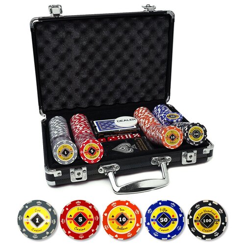 Набор для покера Crown 200 фишек покер в кейсе sima land 200 фишек 5 кубиков 2 колоды карт с номиналом вес фишки 13 г 41 x 35 см
