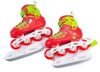 Раздвижные коньки-ролики (2 в 1) Mobile Kid UNI SKATE, размер M (31-34), red-green