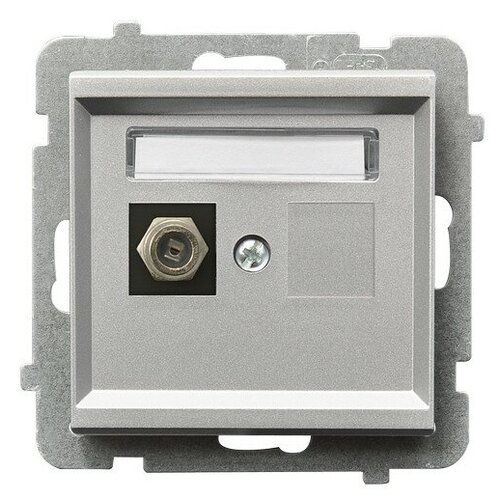 Ospel Sonata Серебро матовое Розетка антенная одинарная тип Ф, без рамки