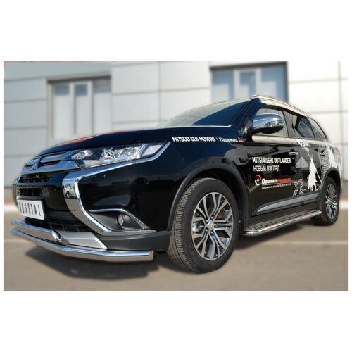 Защита переднего бампера d63 (секции) d75х42 (дуга) Outlander Mitsubishi 2018-наст.вр.