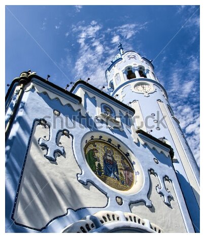 Постер на холсте Красивый фасад голубой церкви Святой Елизаветы в стиле арт-деко (Братислава) 30см. x 35см.