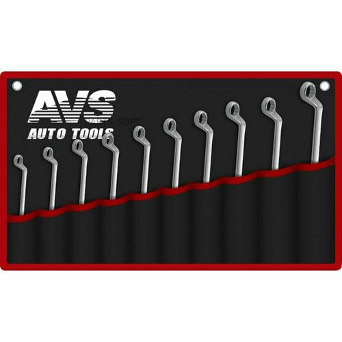 AVS A07651S Набор ключей (10 предметов) AVS K2N10M (гаечных накидных изогнутых в сумке, 6-27 мм) 1шт