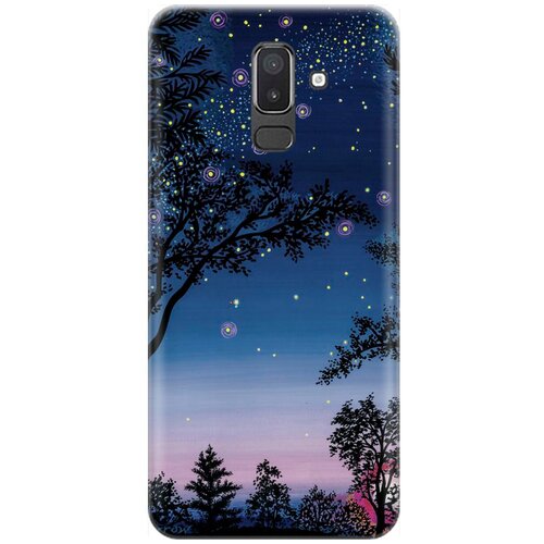 Ультратонкий силиконовый чехол-накладка для Samsung Galaxy J8 (2018) с принтом Деревья и звезды ультратонкий силиконовый чехол накладка для samsung galaxy a71 с принтом деревья и звезды