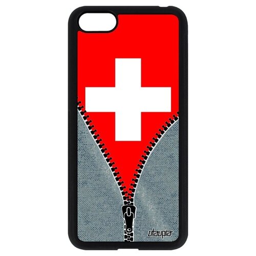 фото Противоударный чехол для смартфона // huawei y5 2018 // "флаг швейцарии на молнии" дизайн туризм, utaupia, серый