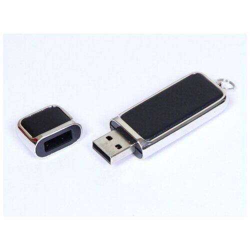 Компактная кожаная флешка для нанесения логотипа (64 Гб / GB USB 3.0 Черный/Black 213 Flash drive Рудис Rudis Skin N277)