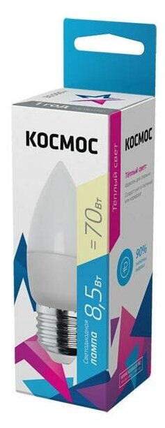 Лампа светодиодная CN 8.5Вт 220В E27 3000К Космос LkecLED8.5wCNE2730 (6шт)