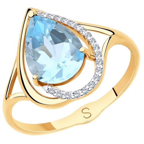 фото Sokolov кольцо из золота с топазом и фианитами 715577, размер 18
