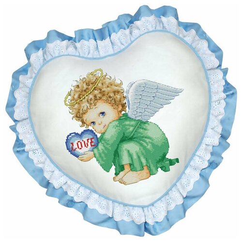 фото Подушка 501 милый ангел (рюшка голубая) белоснежка