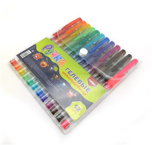 Ручки гелевые набор-12 цветов BW-181 ароматизированные 0,5мм, прозрачный корпус с резиновым грипом