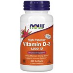 NOW Витамин D3, Vitamin D-3, 25 мкг (1000 IU), 360 капсул - изображение