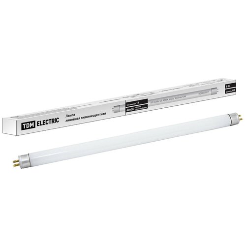 фото Лампа люминесцентная линейная двухцокольная лл-16/8 вт, t5/g5, 4000 к, длина 302,5мм tdm sq0355-0017 (упаковка 25 шт) tdm еlectric
