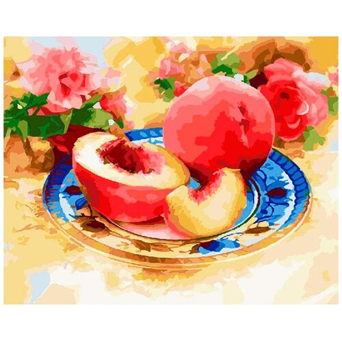 фото Картина по номерам paintboy original "персики на тарелке" 40х50см gx27415