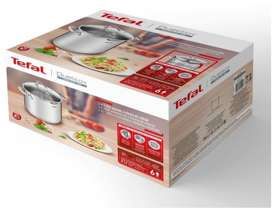 Кастрюля TEFAL Duetto+ G7194655, 4.7л, с крышкой, стальной [2100113152] - фото №18