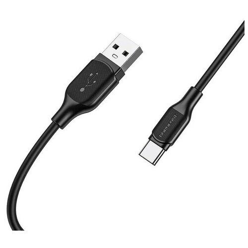 Кабель Borofone BX42, Type-C - USB, 3 А, 1 м, TPE оплётка, чёрный кабель borofone bx63 type c usb 3 а 1 м tpe оплётка белый