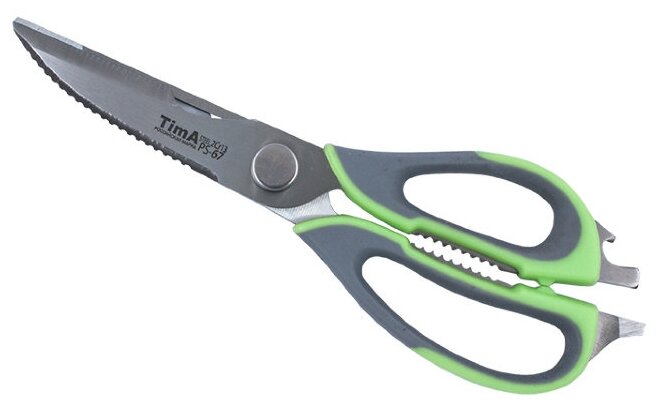 Ножницы TimA PS-67 многофункциональные, 22 см, серый/зеленый