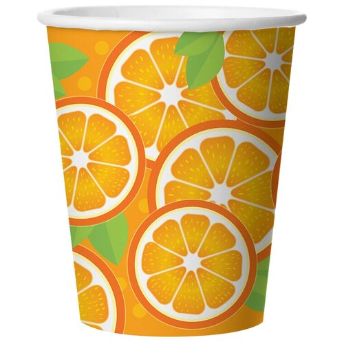 фото Дон баллон набор одноразовых бумажных стаканов апельсин, 250 мл, 6 шт., оранжевый